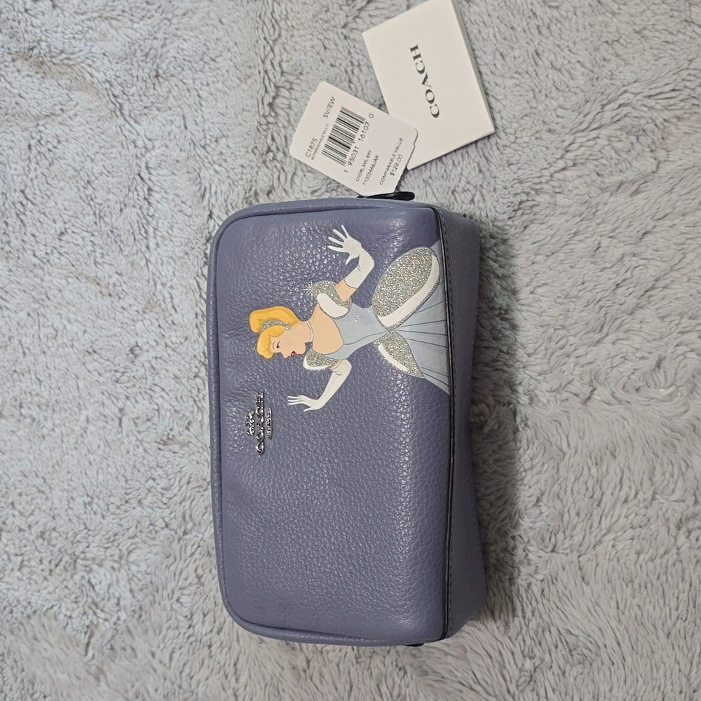 NWT Disney X Coach Small Boxy Cosmetic w/ Cinderella